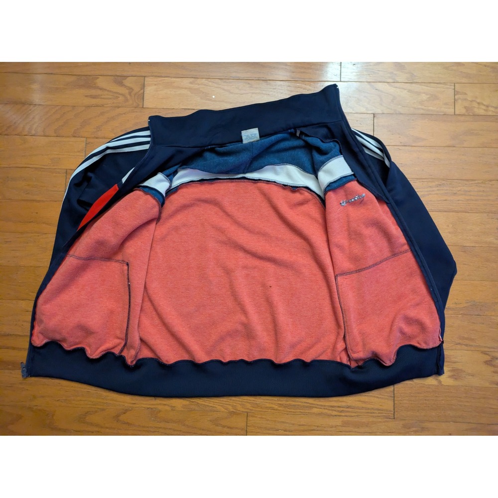 1970 Retro Adidas Track Jacket Red Navy White 3 Stripe Zip Up Taiwan Large - Picture 5 of 5